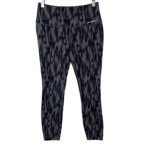 Eddie Bauer Women's Athletic Leggings S Gray & Black Ikat Print Cropped Mid Rise